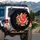 Watermelon Slices Green Leaves Black Background - Summer Road Trip Accessory Spare Tire Cover - 3