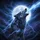 Muscular Grey Wolf Electric Blue Lightning Full Moon Cosmic Sky - Fantasy Lover Gift Spare Tire Cover - 6