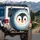 Penguin Rosy Cheeks Glossy Eyes Frosty Snowflake - Winter Decor Gift for Wildlife Lovers Spare Tire Cover - 3