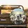 Fluffy White Dogs Driving Car Steering Wheel - Road Trip Adventure Dog Lover Gift Spare Tire Cover - 2