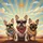 French Bulldogs Sunglasses Bandanas Sunrays Blue Sky - Pet Owner Car Gift Spare Tire Cover - 6