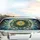 Ornate Stained Glass Floral Mandala Yellow Flower Brass Outline - Car Interior Upgrade Car Sunshade - 5