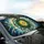 Ornate Stained Glass Floral Mandala Yellow Flower Brass Outline - Car Interior Upgrade Car Sunshade - 6