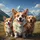 Joyful Corgi Golden Retriever Dogs Mountain Landscape - Travel Essentials Dog Lover Gift Spare Tire Cover - 6