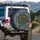 Layered Floral Glittering Gold Outline Butterflies Slate Blue - Everyday Style Gift Spare Tire Cover - 3