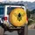 Black Honeybee Textured Wings Golden Honeycomb Floral - Wildlife Lover Gift for Bee Lovers Spare Tire Cover - 3