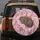 Curled Sleeping Baby Jaguar Cub Pink Roses Soft Pink Drapery - Wildlife Lover Gift Spare Tire Cover - 5