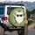 Fluffy White Cat Black Sunglasses Muted Green Leaves - Everyday Cat Lover Gift Spare Tire Cover - 3