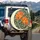 Orange Poppy Blossoms Green Leaves Botanical Tapestry - Home Decor Gift for Botanical Lover Spare Tire Cover - 3