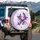 Deep Royal Purple Butterflies & Floral Leaves Blossoms - Home Decor Gift Spare Tire Cover - 3