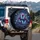 Electric Blue Morpho Butterfly Deep Purple Rose Floral - Nature Lover Home Decor Gift Spare Tire Cover - 3