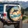 Leaping Dolphin Ocean Waves Hibiscus Palm Fronds Tropical Sunset - Beach Lover Gift Spare Tire Cover - 3
