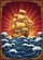 Triple-Masted Golden Sailing Ship Crimson Sky Ocean Waves - Nautical Home Decor Gift Garden Flag - 6