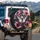 Black White Butterfly Pink Flowers Foliage - Wildlife Lover Auto Accessory Spare Tire Cover - 3