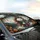 Majestic Snowy Mountain Lake Ornate Baroque Frame Roses Travel Essentials Car Sunshade - 6