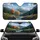 Jagged Snow-Capped Mountain Alpine Landscape Autumn Valley Stream - Road Trip Essential Car Sunshade - 1