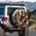 Five Dachshund Dogs in Knitted Sweaters Driving Car Interior - Open Road Travel Adventure Gift for Dog Lovers Spare Tire Cover - 3