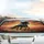 Black Friesian Horse Gallop Sunset – Flowing Mane Tail, Red Orange Blossoms Car Interior Upgrade Car Sunshade - 5