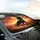 Black Friesian Horse Gallop Sunset – Flowing Mane Tail, Red Orange Blossoms Car Interior Upgrade Car Sunshade - 6