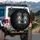 Black White Majestic Beagle Dogs Silver Crowns Filigree Damask - Dignified Dog Lover Car Accessory Spare Tire Cover - 3