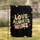 Love Always Wins Message Golden Starbursts Black Background - Celebratory Home Decor Gift Garden Flag - 1