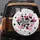 Black Cowhide Pink Hearts 'Moo...' White Fur Background - Farmhouse Decor Gift for Cow Lover Spare Tire Cover - 5