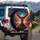 Fierce Eagle Blazing Fire Wings Mountain Jagged Rock Twilight Sky - Adventure Seeker Gift Spare Tire Cover - 3