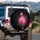 Pink Flamingo Confetti Black Background - Travel Celebration Gift for Wildlife Lovers Spare Tire Cover - 3