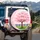 Pink Cherry Blossom Tree Garden Fence Lush Grass - Spring Home Decor Gift for Gardeners Spare Tire Cover - 3