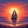 Pixel Sailboat Glowing Sunset Ocean Waves Shoreline - Ocean Lover Gift Spare Tire Cover - 6