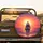 Pixel Sailboat Glowing Sunset Ocean Waves Shoreline - Ocean Lover Gift Spare Tire Cover - 2