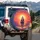 Pixel Sailboat Glowing Sunset Ocean Waves Shoreline - Ocean Lover Gift Spare Tire Cover - 3