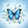 Blue Morpho Butterflies White Blossoms Foliage Sky - Nature Lover Gift Spare Tire Cover - 6