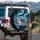 White Arctic Wolf Snowy Mountains Aurora Borealis - Wildlife Lover Gift Spare Tire Cover - 3