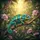 Azure Chameleon Gnarled Branch Pink Flowers Lush Tropical Garden - Exotic Animal Lover Gift Spare Tire Cover - 6