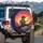 Vibrant Sunset Green Frog Cowboy Guitar Tree Branch - Wildlife Lover Gift Spare Tire Cover - 3