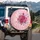 Fuchsia Rose Pink Lavender Flowers Pastel Hearts Vines - Home Decor Gift Spare Tire Cover - 3