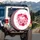 Fuchsia Pink Heart Gerbera Daisy Floral Blooms - Everyday Vehicle Decor Spare Tire Cover - 3