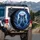 Snarling Wolf Blue Lightning Glowing Eyes Full Moon Dark Cosmic Night Sky - Wildlife Lover Gift Spare Tire Cover - 3