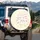 Fluffy White Bunnies Poses Organic Shapes Leaves - Animal Lover Gift Spare Tire Cover - 3