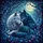 White Blue Wolves Intertwined Fantasy Foliage Full Moon Enchanted Forest Wildlife Gift Spare Tire Cover - 6