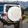 White Flowers Golden Yellow Centers Tan Leaves Branches - Everyday Vehicle Accessory Spare Tire Cover - 3
