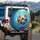 Playful Vocal Otters Interacting Effervescent Blue Water - Aquatic Wildlife Lover Gift Spare Tire Cover - 3