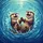 Playful Vocal Otters Interacting Effervescent Blue Water - Aquatic Wildlife Lover Gift Spare Tire Cover - 6