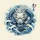White Chinese Imperial Dragon Head Dark Blue Body Swirling Water Waves - Asian Culture Gift Spare Tire Cover - 6