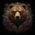 Grizzly Bear Golden Filigree Red Roses Teal Foliage - Wildlife Lover Gift Spare Tire Cover - 6