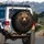 Grizzly Bear Golden Filigree Red Roses Teal Foliage - Wildlife Lover Gift Spare Tire Cover - 3