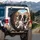 Five Smiling Dogs European Cityscape - Adventure Road Trip Gift for Dog Owners Spare Tire Cover - 3