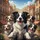 Five Smiling Dogs European Cityscape - Adventure Road Trip Gift for Dog Owners Spare Tire Cover - 6