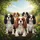 Five Cavalier King Charles Spaniel Dogs Lush Landscape - Dog Lover Gift Spare Tire Cover - 13